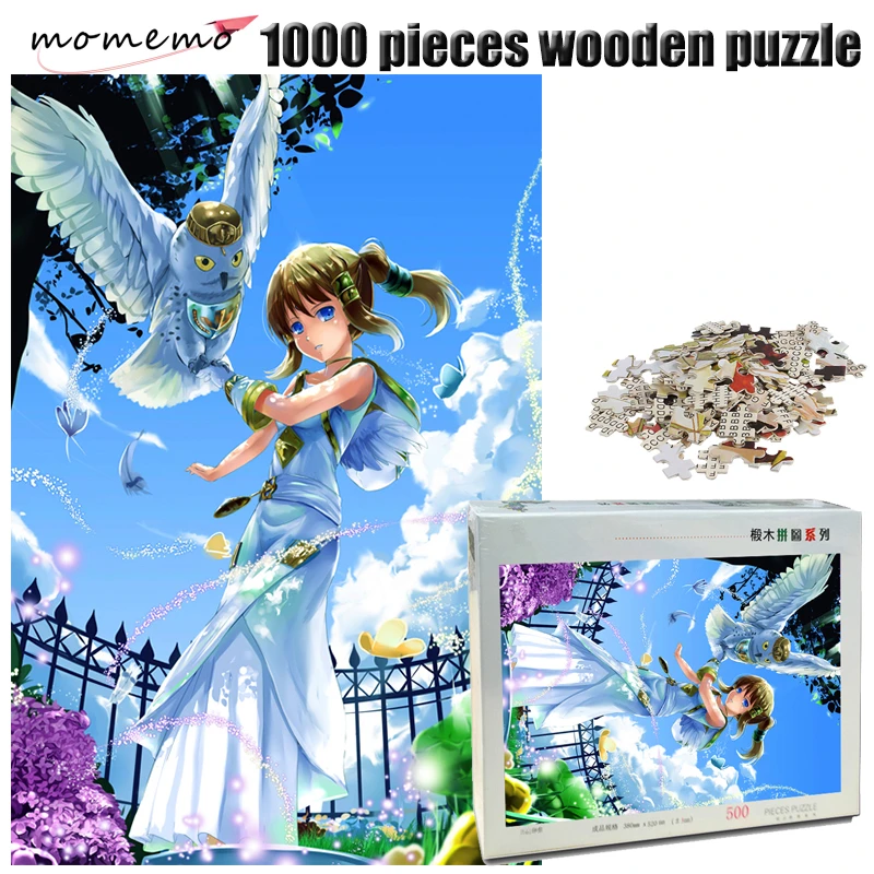 

MOMEMO Owl and Girl Adult Jigsaw Puzzle 1000 Piece Wooden Exquisite Cartoon Pattern Puzzle 500/1000 Pieces Landscape Puzzles Toy