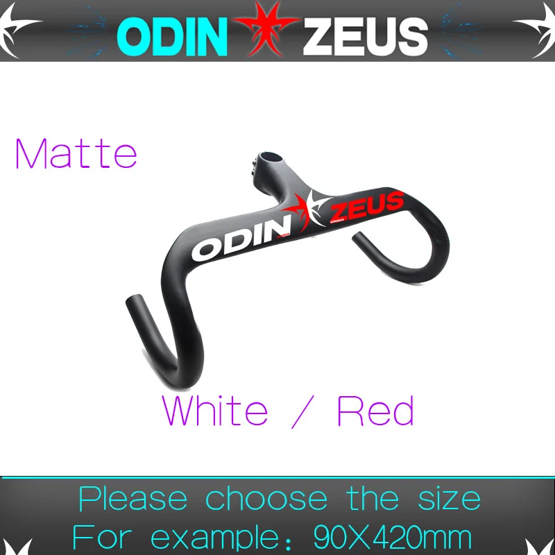 OZ Matte White Red Новейший ультра-светильник OdinZeus, углеродный руль для шоссейного велосипеда, руль для гоночного велосипеда, интегрированный руль и стержень, углеродный руль - Цвет: OZ Matte White Red