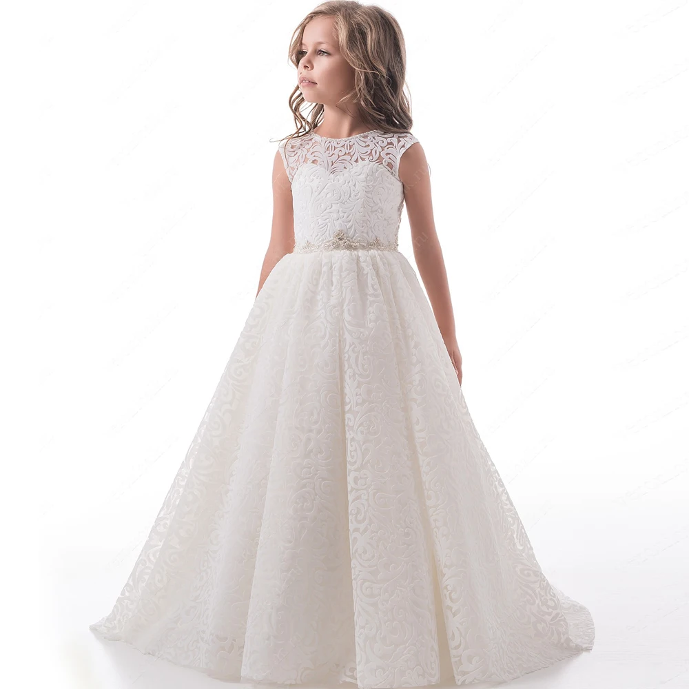 Цвет слоновой кости белое платье для первого причастия девочек бальное с