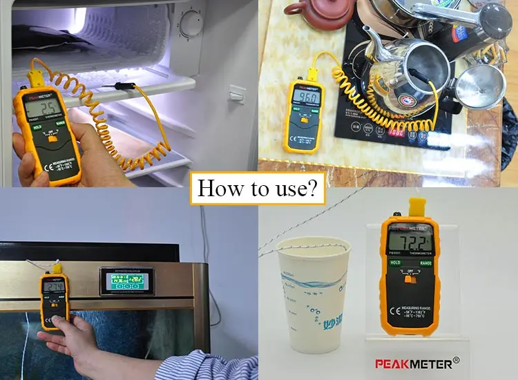 MS6501 Peakmeter цифровой термометр-58F~ 1382F измеритель температуры с типом K сенсорный датчик термопары