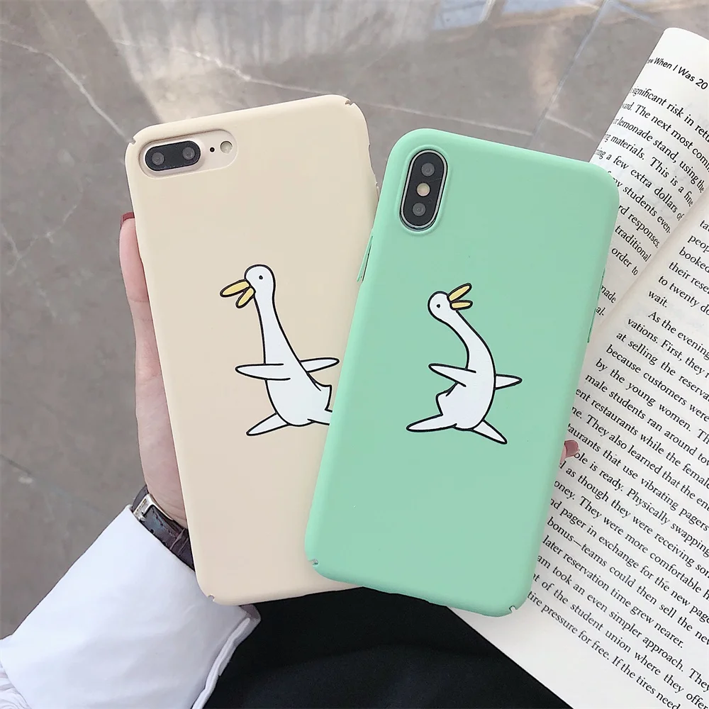Простой жесткий чехол для iPhone 6 6S 7 8 Plus с милым гусиным узором Матовый