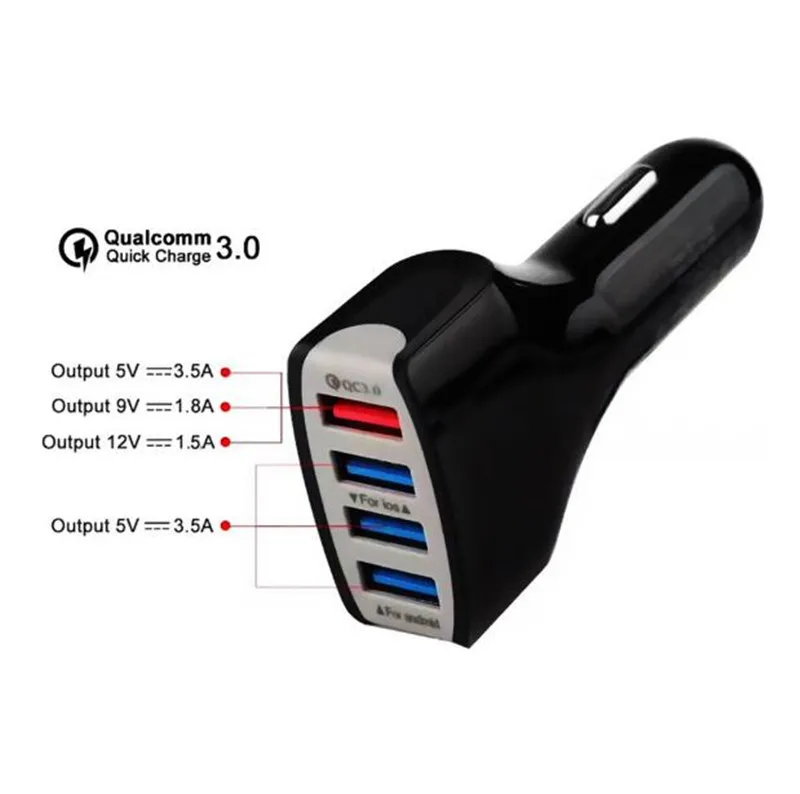 50 шт QC3.0 быстрое зарядное устройство 4 порта Переходник USB для зарядки в машине 5V 7A