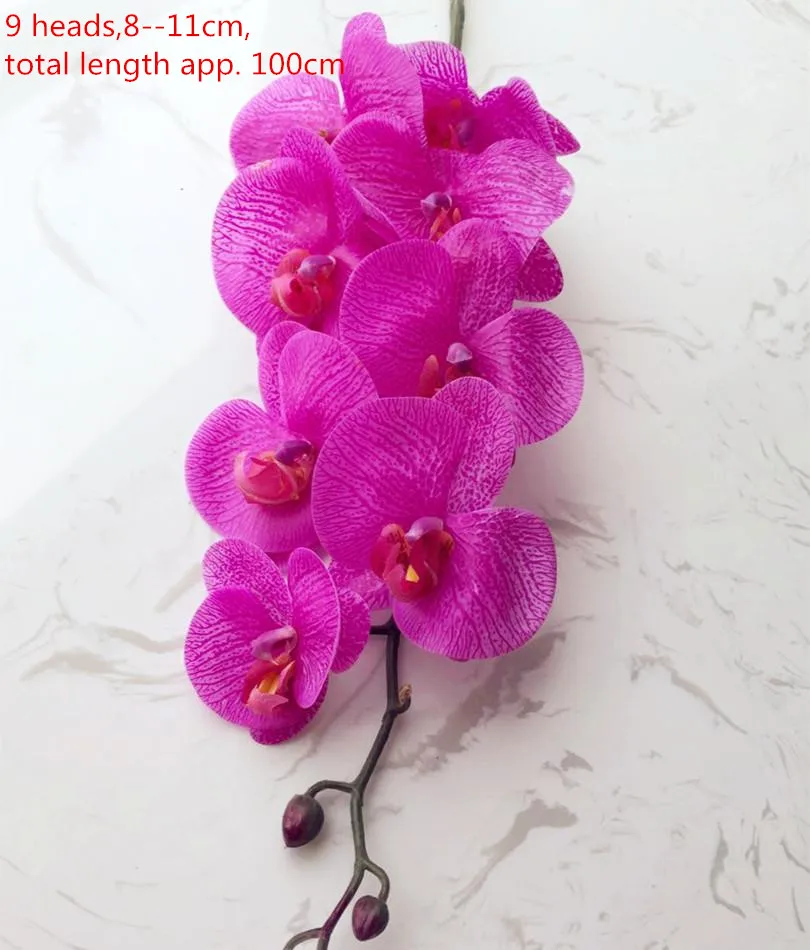100cm fuchsia One Real Touch орхидеи бабочка фаленопсис белый/розовый/желтый искусственный Голубь из латекса Cymbidium орхидеи Цветы для свадебного украшения - Цвет: 100cm fuchsia
