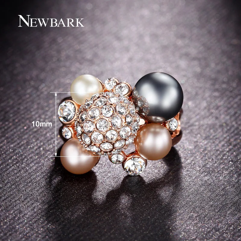 Newbark розовое золото Цвет Имитация Перл Корона Кольца для Для женщин Прекрасный
