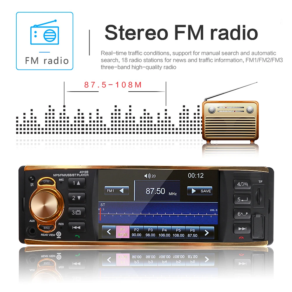 Автомагнитола 1 Din с Bluetooth стерео MP5 TF USB 3 5 мм AUX Mp3 плеер пультом дистанционного