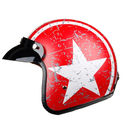 matted red white LDMET moto rcycle шлем реактивный открытый шлем капитан звезда cascos para moto Винтаж пилот кафе гонщик руля лето - Цвет: matted red white