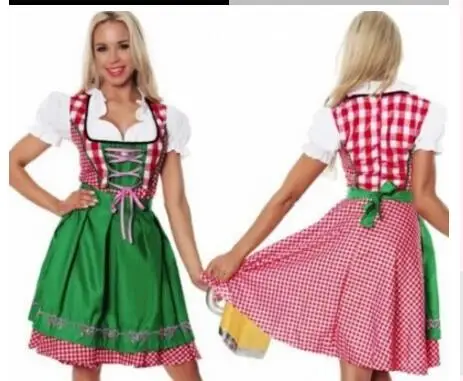 3XL костюм немецкая девушка пива Fraulein дирндль Октоберфест Хэллоуин наряд баварский - Цвет: Зеленый