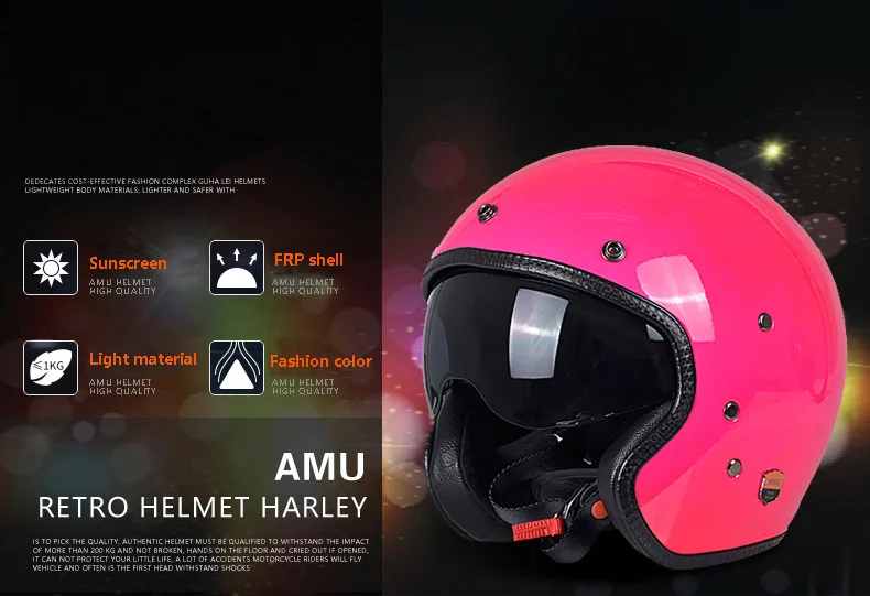 AMU moto rcycle Ретро Винтажные шлемы стекловолокно chooper велосипедный шлем 3/4 Половина лица Мото шлем