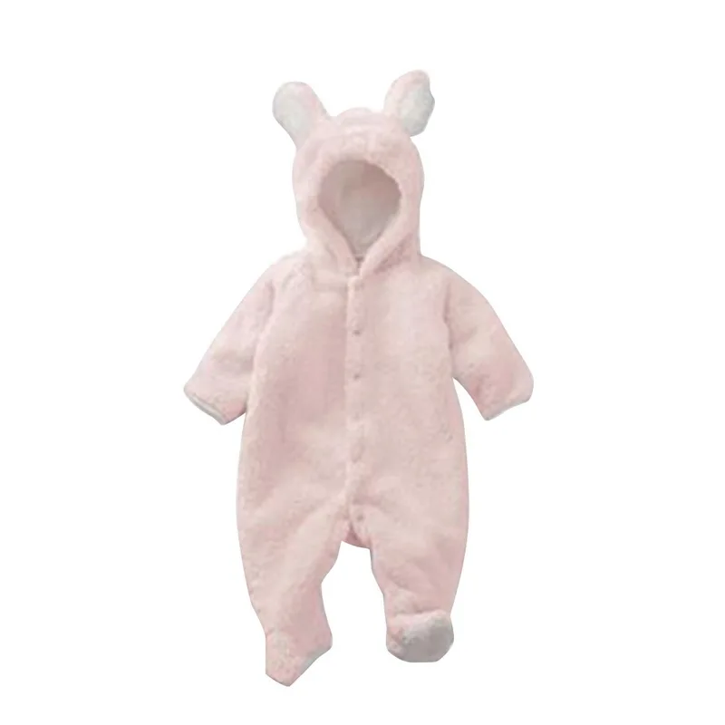 Pink Shujin/Одежда для новорожденных; хлопковые зимние детские комбинезоны с длинными рукавами; мягкая одежда для младенцев; Комбинезон для маленьких мальчиков и девочек - Цвет: Pink