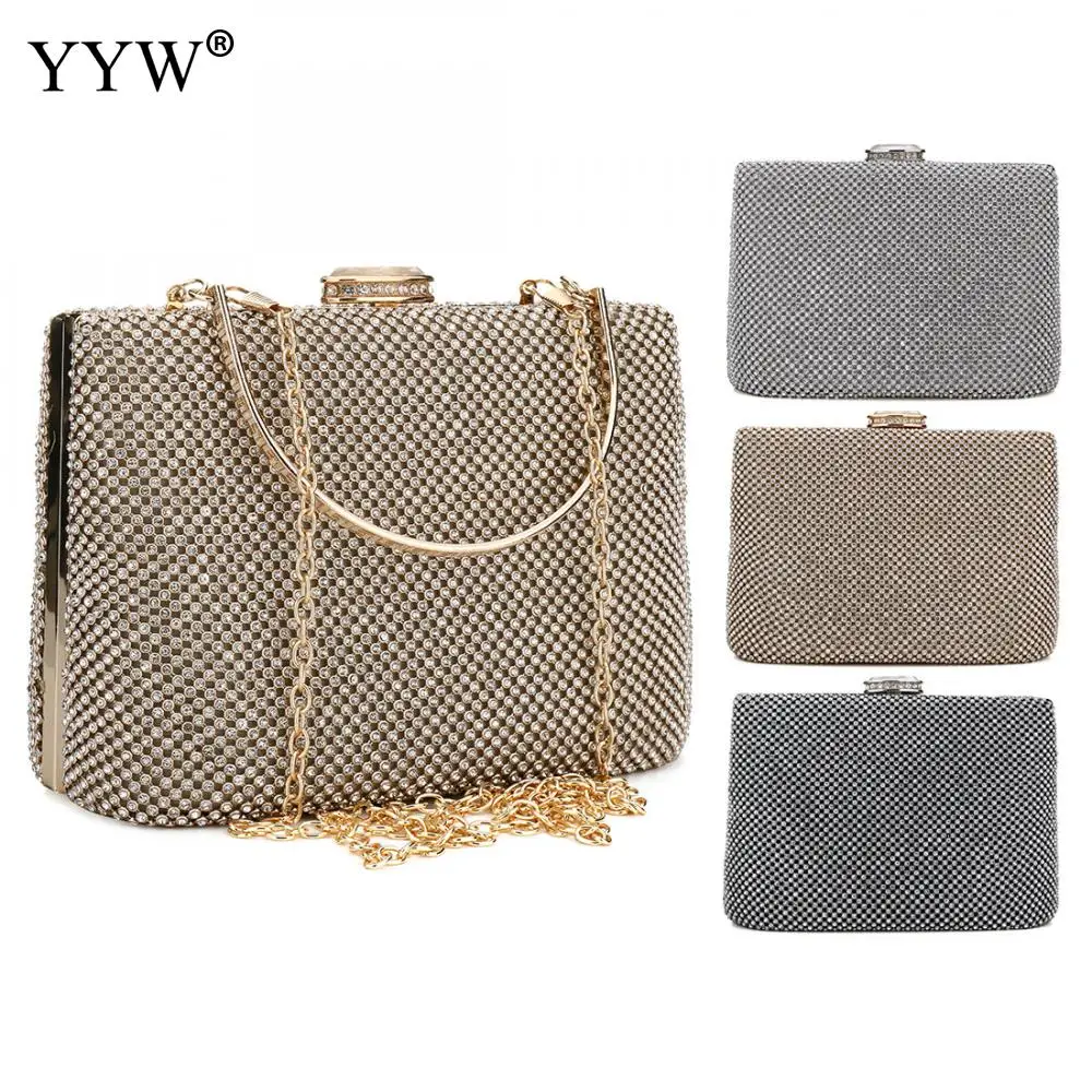 Женский ажурный клатч дамская сумочка со стеклом и стразами Золотая сумка на
