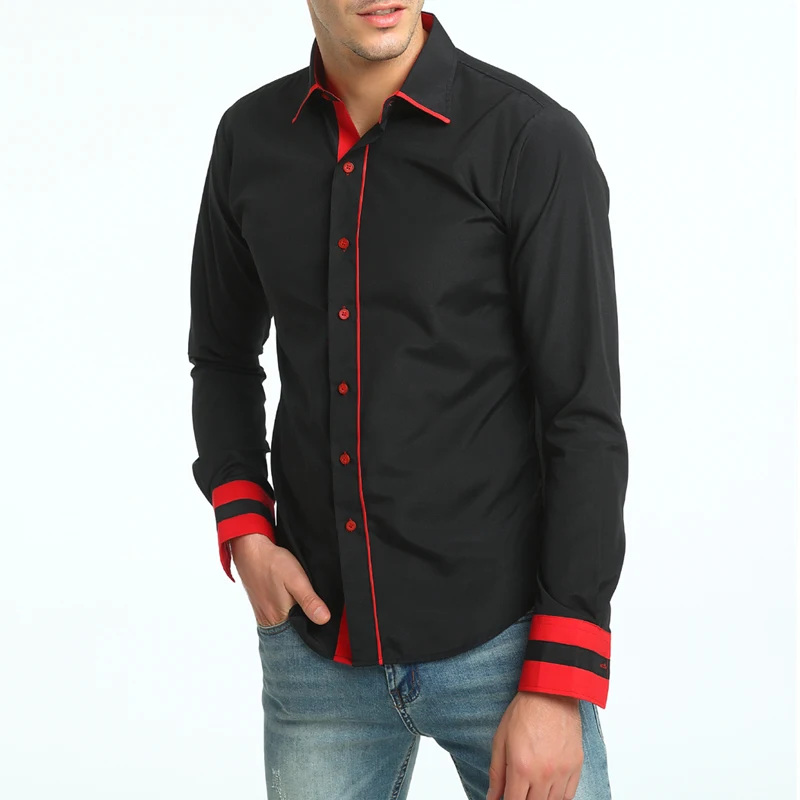 Бренд 2018 модная мужская рубашка топы с длинными рукавами деловые рубашки