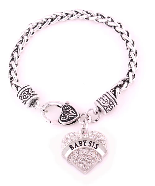 Браслет с подвеской в виде сердца кристаллами|braided bracelet|big sisbangle jewelry |