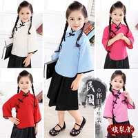 2021 baby girl chinese dress clothes summer style children cotton three quarter sleeve traditional dresses fo kids