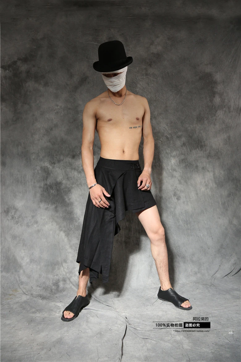 2022 Men Clothing Bigbang Hair Stylist Fashion Personalized Culottes Punk Male Asymmetrical Pants Singer Costumes