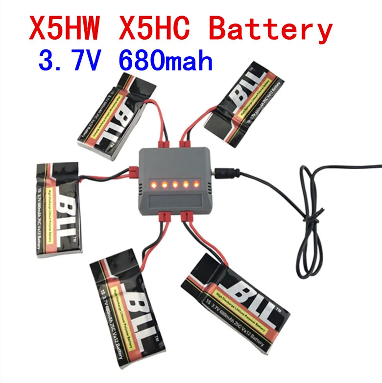 SYMA X5HW X5HC Новинка 5 шт. 25C 3 7 В 680 мАч Улучшенная литий полимерная батарея 5в1 в 1
