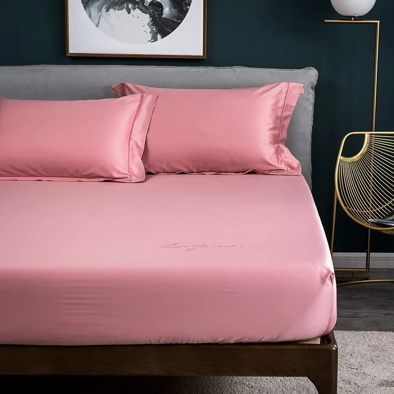 Solid Color Satin Craft Home Textile 60S Long-Staple Cotton Sheets Mattress Cover Bed Sheet Fitted Bedspread Queen Size | Дом и сад