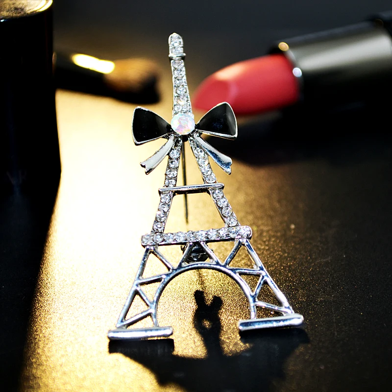 Zhen томоми Простые Романтические пирсинг Эйфелева башня Стразы значок корсаж