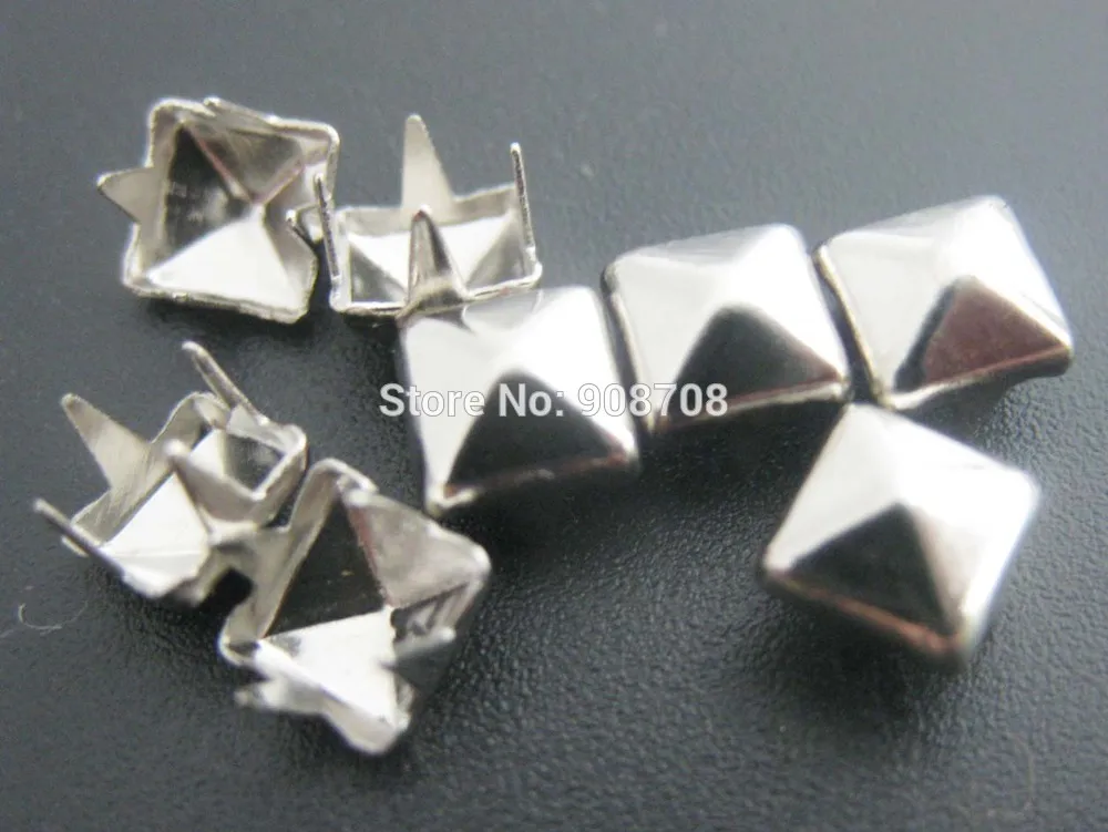Квадратные Заклепки для одежды в форме пирамиды серебристые 5 мм 1000 шт. панк шипы