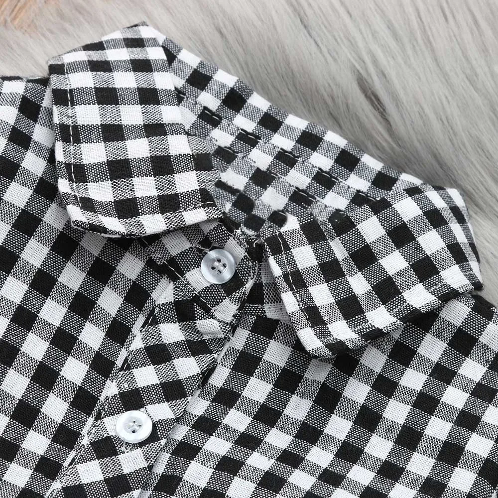 2018 новая модная одежда для маленьких девочек клетчатая футболка блузка топы