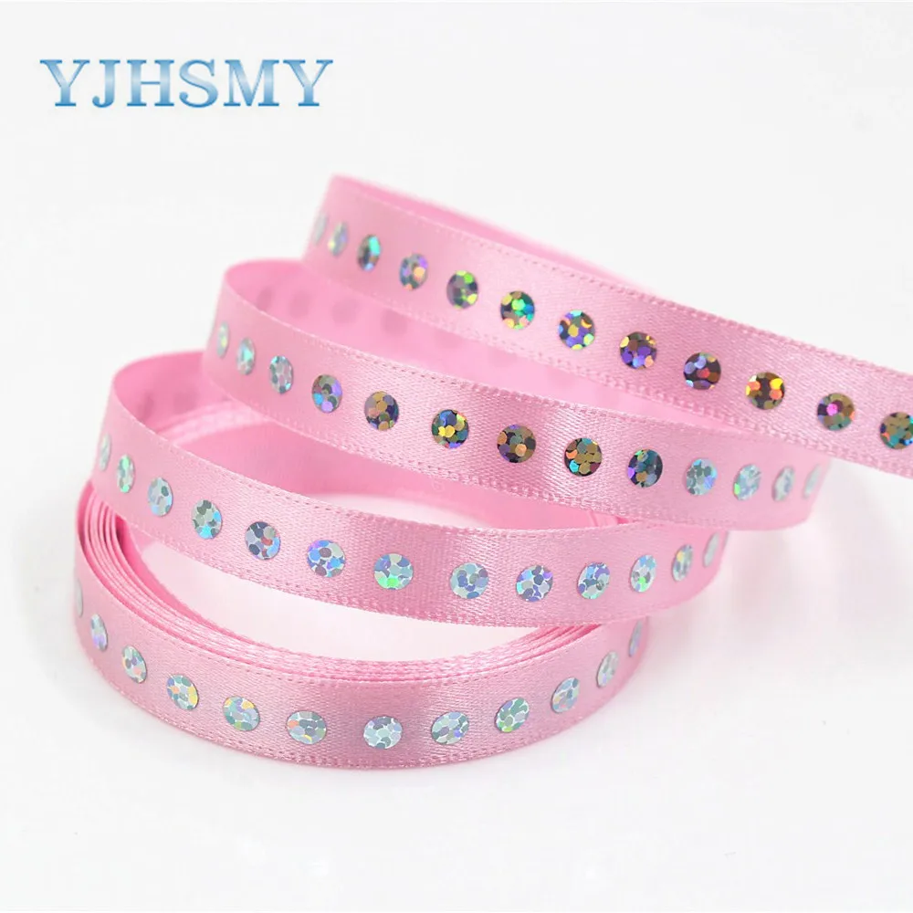 YJHSMY D-18411-608 2 ярда 10 мм чистая лента Белая с блестками свадебные аксессуары DIY