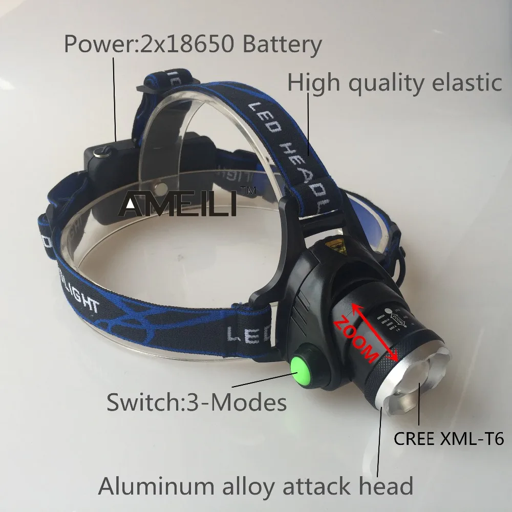 3500lm Фонарик XML T6 LED УВЕЛИЧИТЬ Фара глава Велосипед свет лампы Факел + 2x18650 Батареи