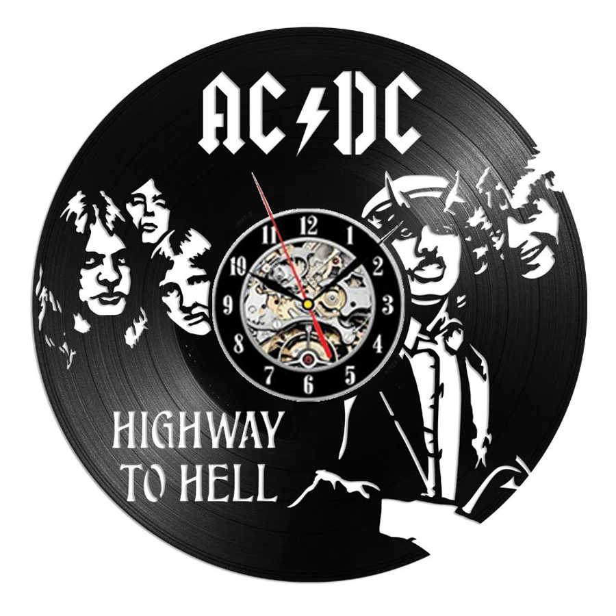 AC DC Виниловая пластинка настенные часы современный дизайн Музыка рок группа винтажные виниловые CD часы настенные часы домашний декор подарки для фанатов