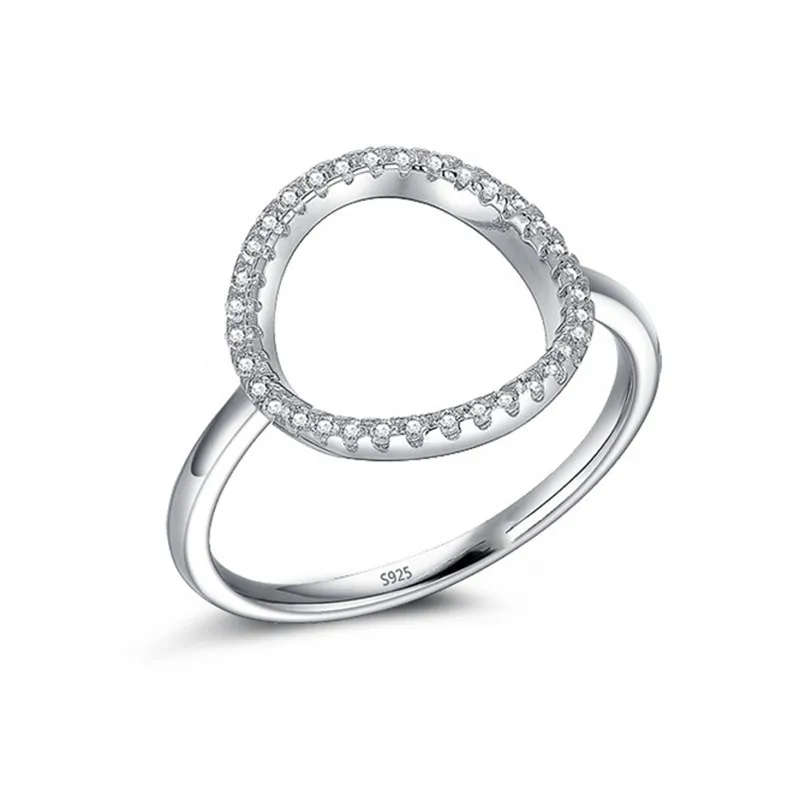 Classic Fashion Hollow out Hoop Sparkling SONA Diamant cz Ring Jewelry Real Solid 925 Sterling Silver Midi for Women SZ 5-9 | Украшения и