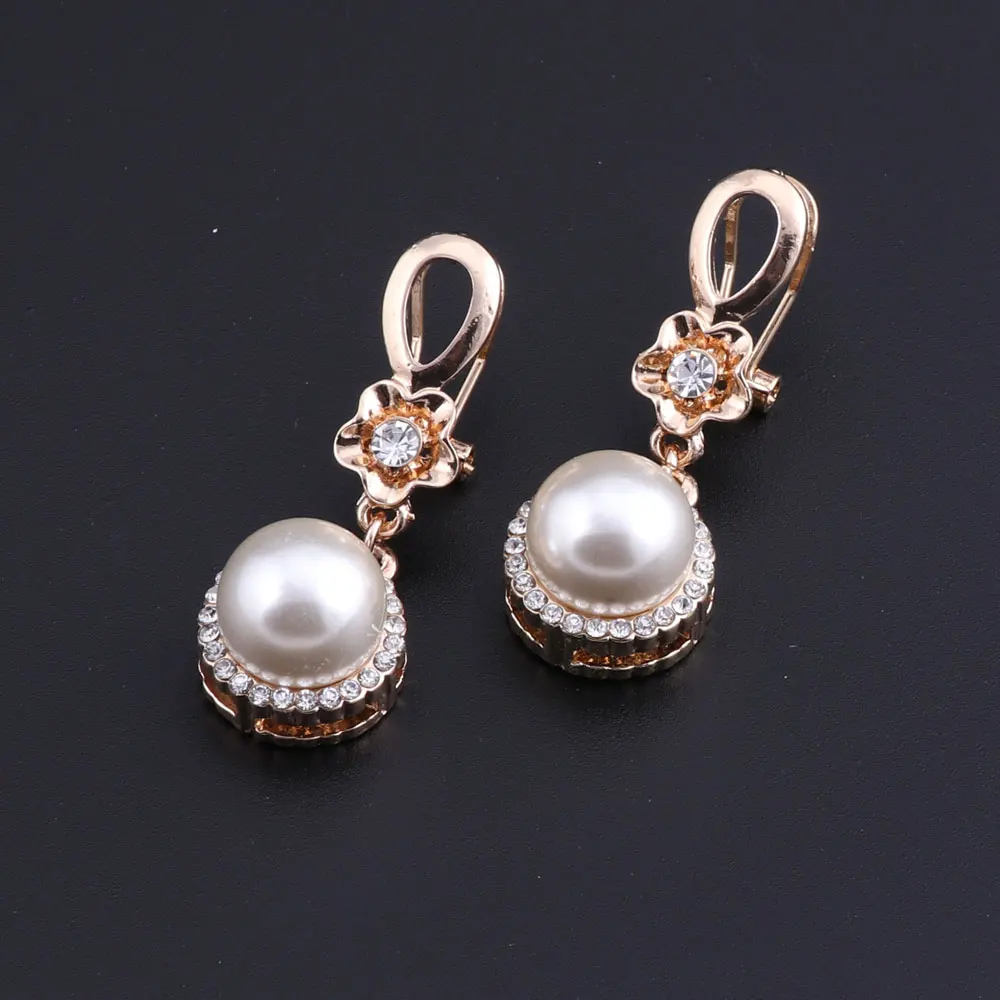 Женский ювелирный комплект из колье серёг и с искусственным жемчугом|Ювелирные