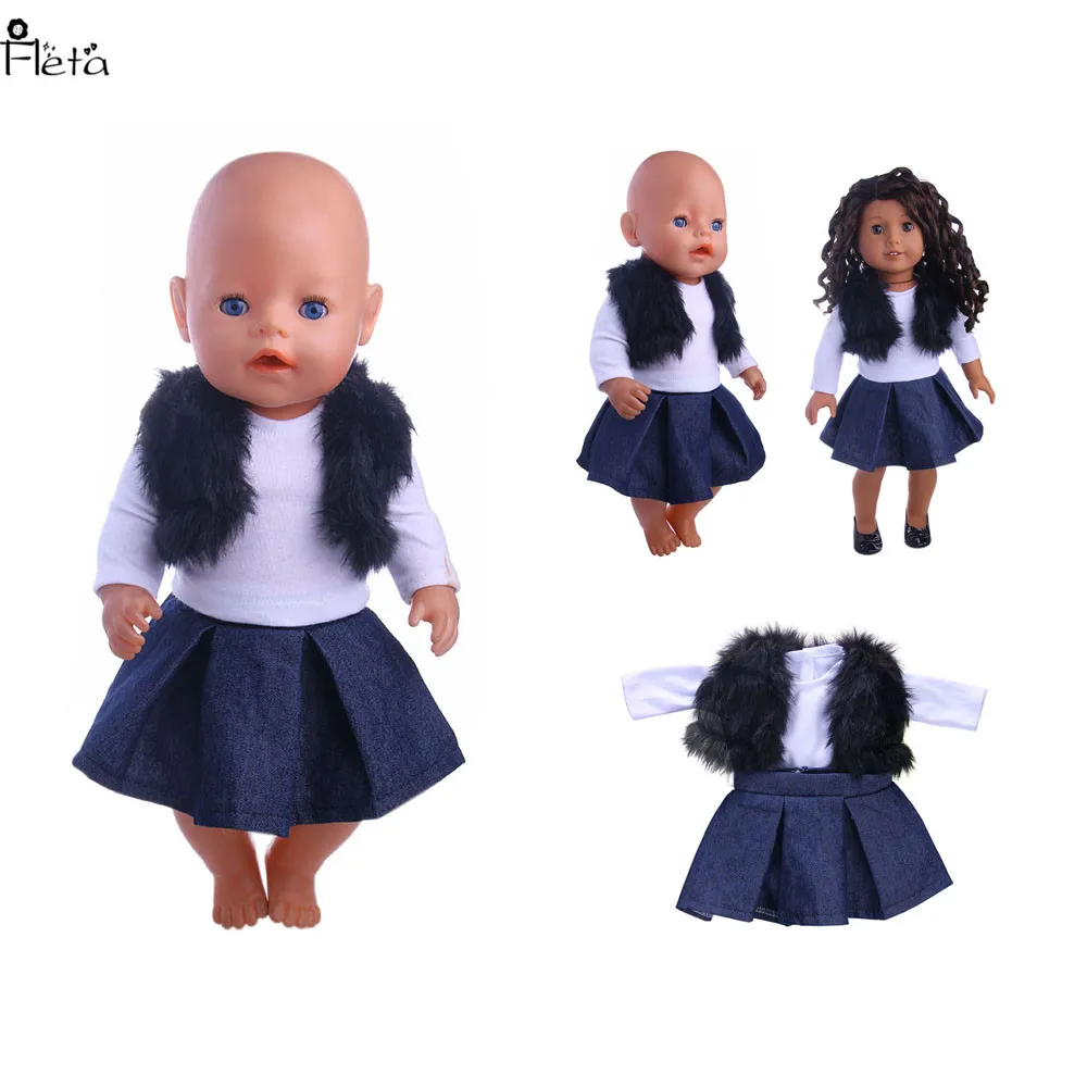 Fleta новинка белый и черный комплект из 3 предметов подходит для 43 см кукла or18