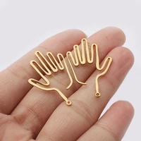 20pcs raw brass funny hollow palm charms pendant for diy jewelry necklace earring making finding handmade craffts accessories