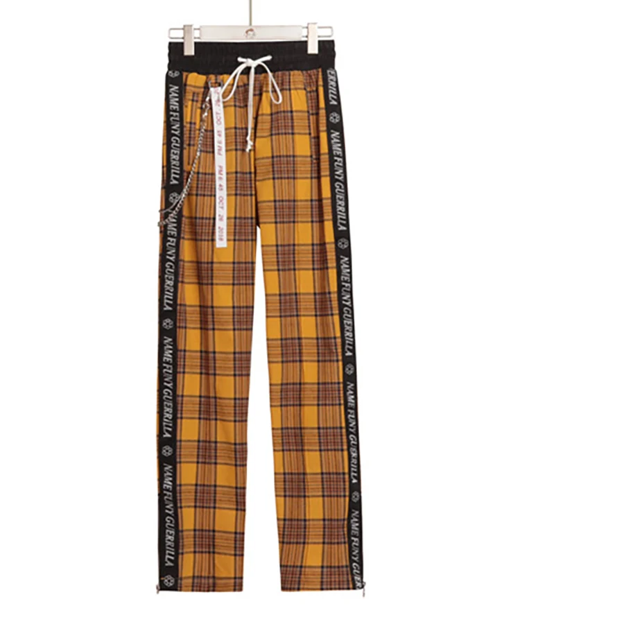 Женские широкие брюки в клетку с высокой талией уличная одежда стиле Харадзюку