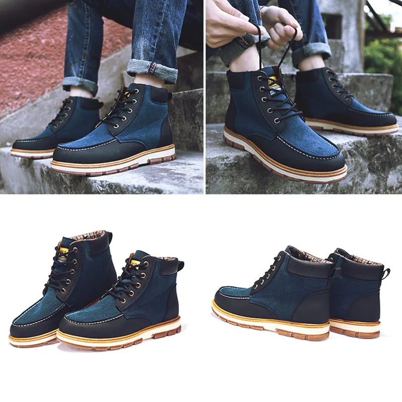 Мужские осенние ботинки Martin теплая повседневная мужская обувь из искусственной