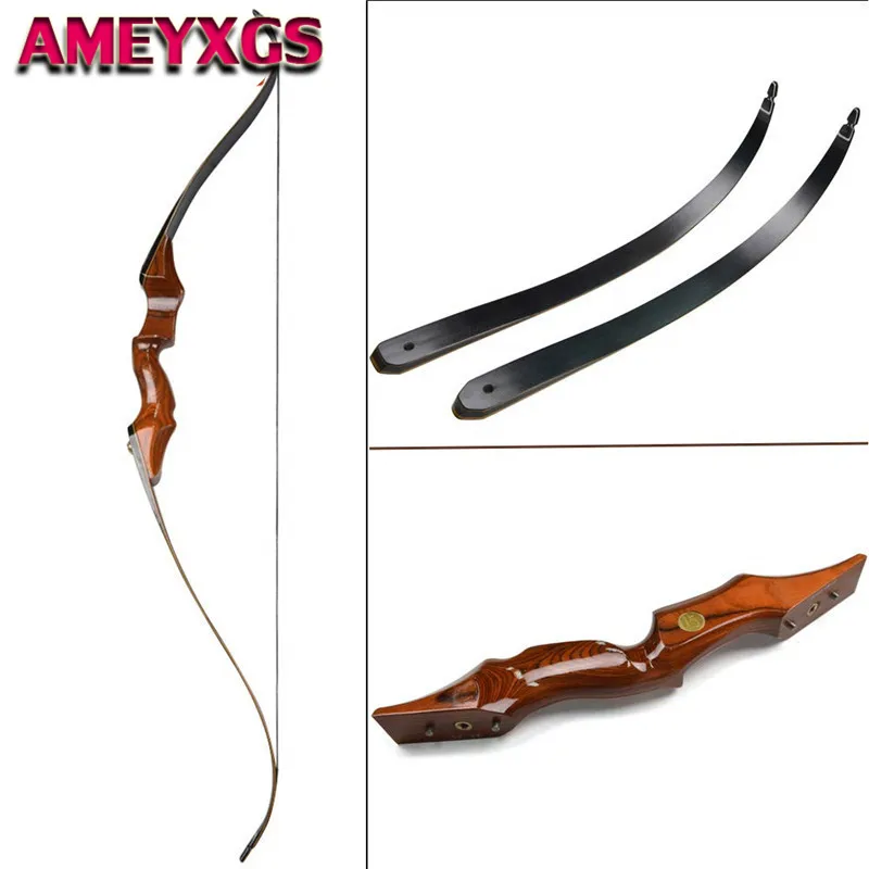 

58" Archery Takedown Recurve Bow Hunting Traditional Recurve Bow Wooden Riser 25lbs-55lbs Right Hand Outdoor Shooting Hunting