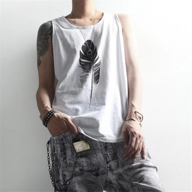 Мужская футболка без рукавов Повседневная хлопковая летняя с принтом|Майки| |