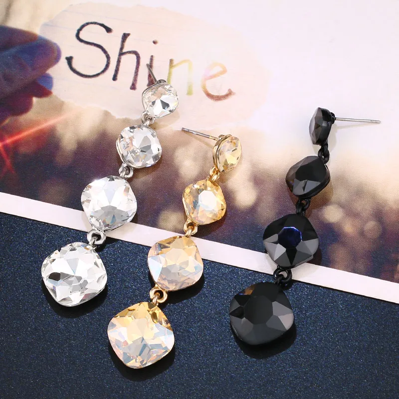 Женские серьги с кристаллами OCESRIO большие длинной цепочкой для свадьбы ers-m54 |