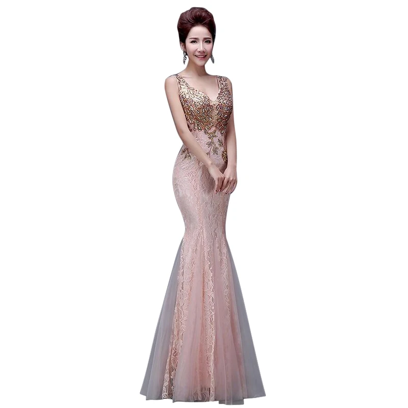 Элегантное кружевное платье подружки невесты с вышивкой Русалочки 2017 длина до