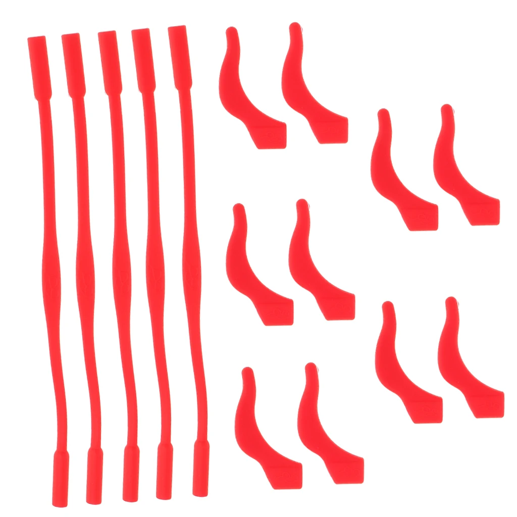Red 10 шт., противоскользящие силиконовые очки, крючок для ушей, цепочка с ремешками, очки, рукоятка для ног, ручки для близорукости, очки для чтения, аксессуары - Цвет: Red