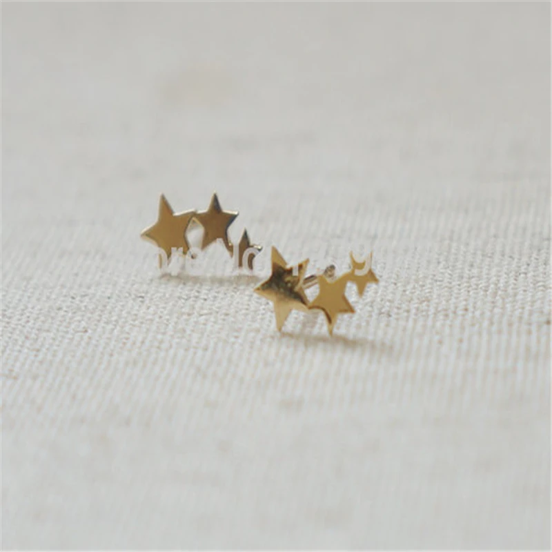 Серьги-гвоздики с 3 звездами 1 шт. простые милые ювелирные украшения модные