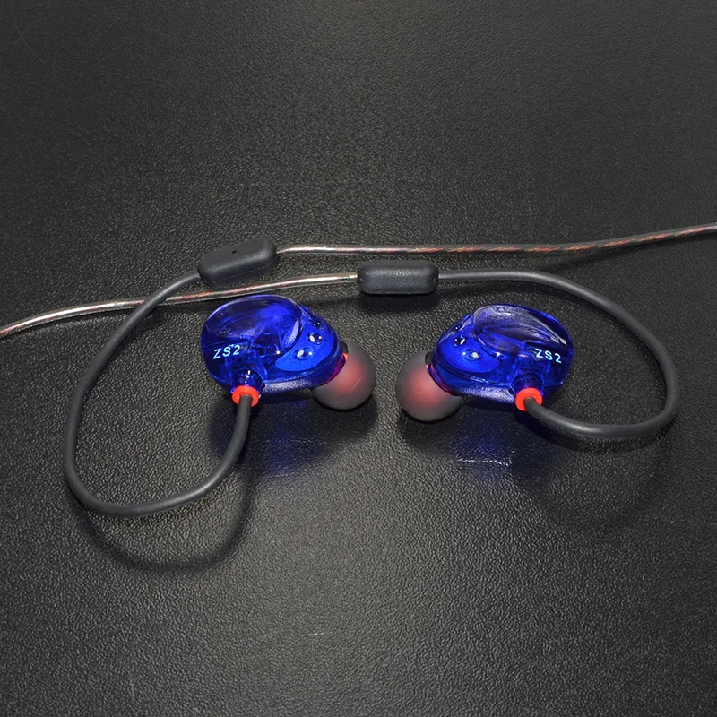 KZ ZS2 двойные динамические наушники с шумоподавлением стерео вкладыши крючками HiFi