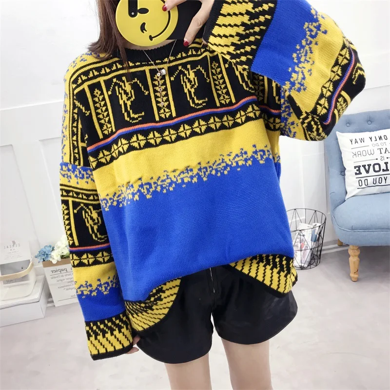 New Style Big Size Korean Sweater O Neck Bottom Knitted Pullover Office Lady Winter Tops for Women | Женская одежда