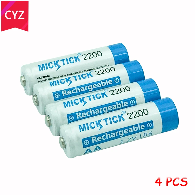 4 шт. MICKTICK 2200 мАч перезаряжаемые AA 5 # батарея В 1 2 в 2a Ni MH батареи большой ёмкость