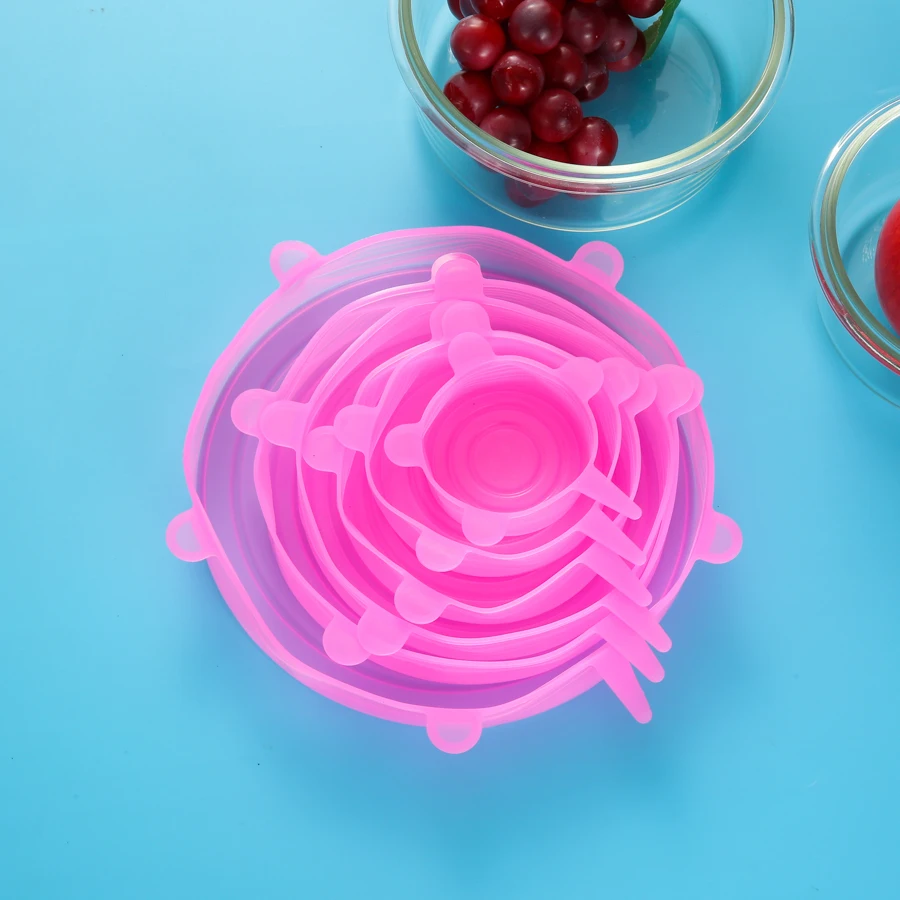 Силиконовые крышки для пищевых продуктов 6 шт. многоразовые растягивающиеся