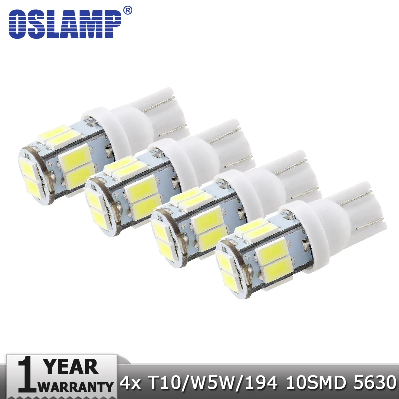 Oslamp 4 шт. T10 W5W Автомобильный светодиодный сигнальный светильник лампа SMD белый