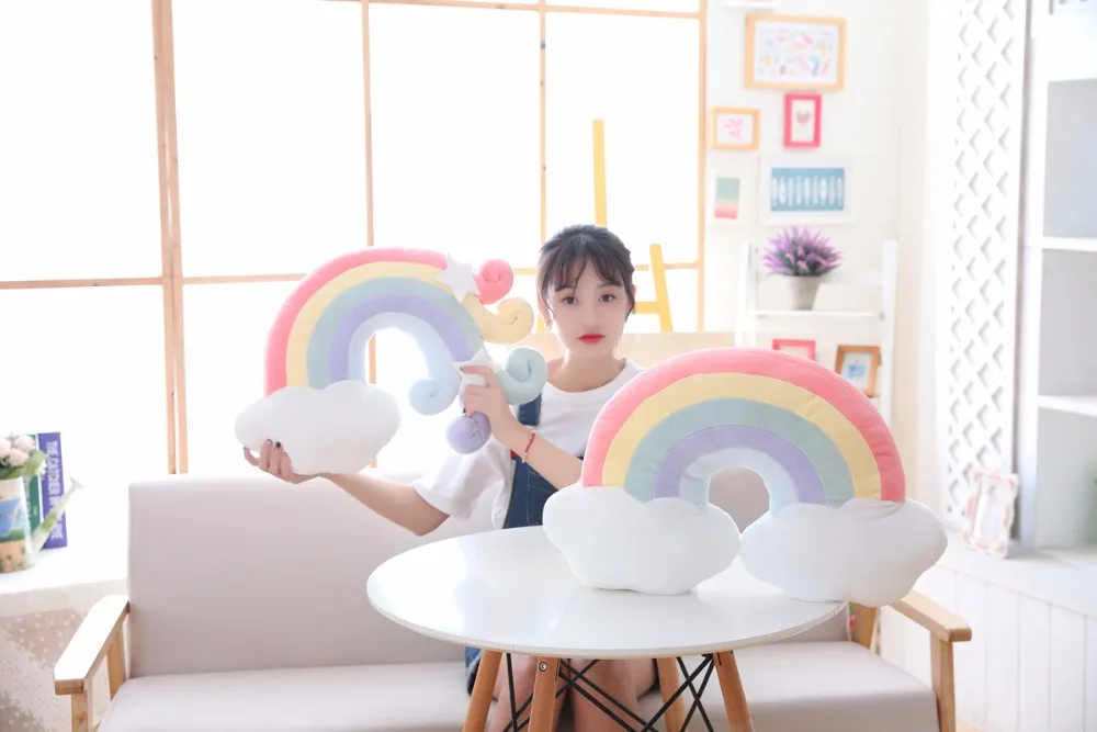 Новые милые плюшевые игрушки Kawaii Sky серия детская подушка для сна мягкая Луна съемка Звезда Радуга Подушка раковина декор комнаты подарок