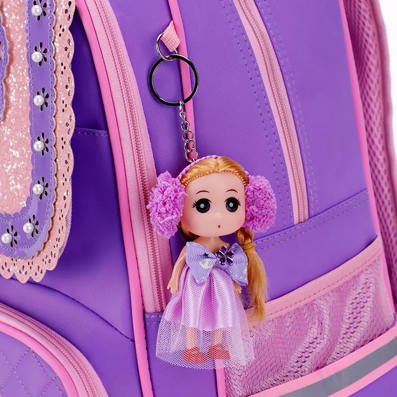 

2 Pcs/sets School Bags For Girls Sweet Cute Princess girls Children Backpack Kids Lace Pearl decoration Primary School Backpack