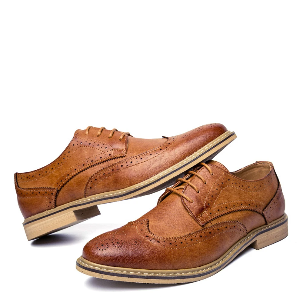 Новинка 2018 Роскошные Кожаные броги QFFAZ мужская обувь на плоской подошве