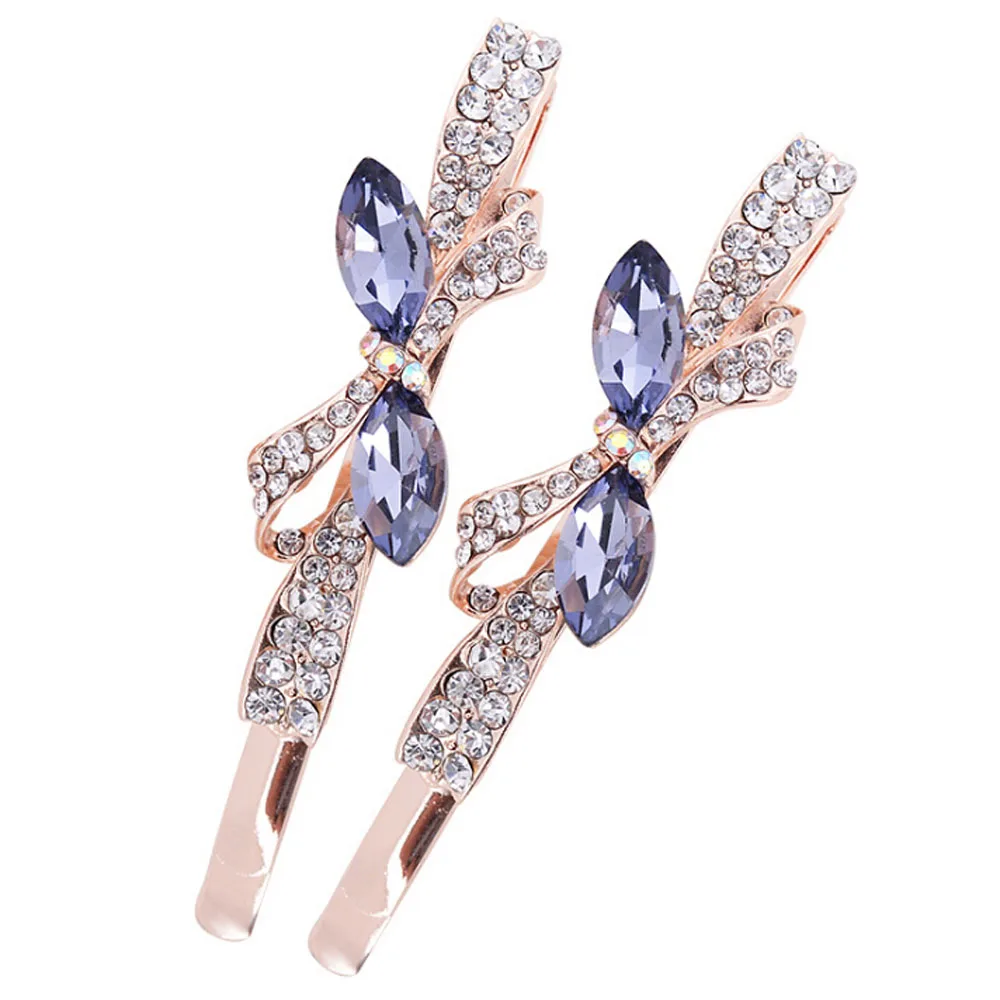 1 пара корейский Кристалл Rhinestone Бабочка волос заколка шпилька Лентой Зажим Для