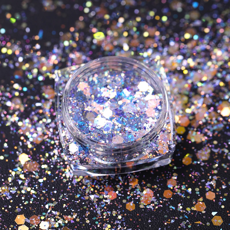 BORN PRETTY 1 г/кор. Блестки для ногтей смешанные цвета неровные хлопья сверкающие пайетки 3D дизайн украшения для ногтей