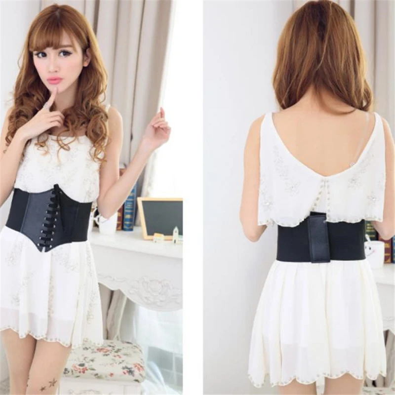 Женский корсет широкий пояс из ПУ кожи для похудения эластичный с высокой талией