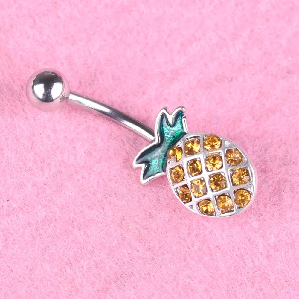 1 шт. эмалированный пирсинг для пупка с желтым ананасом|Украшения тела| |